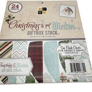 DCWV Christmas & Winter Giftbox Stack 23 Sheets Printed Cardstock 8x8
